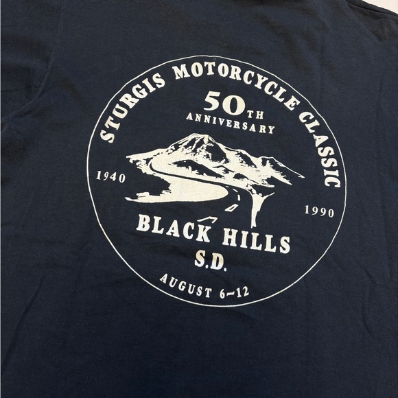 Vintage 1990 Sturgis Motor Classic Black Graphic Tee - Picture 4 of 5